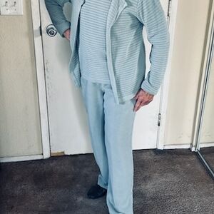 Light Blue Knit Cardigan and Pants Set